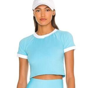 NWT EleVen By Venus Williams Ringer Workout Tee Ice Sky Blue Women's Size XL